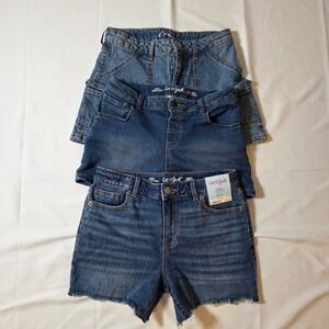 Kids Cat & Jack Art Class Denim Shorts Bundle Size XL 14 16 Cargo Stretch 3pk